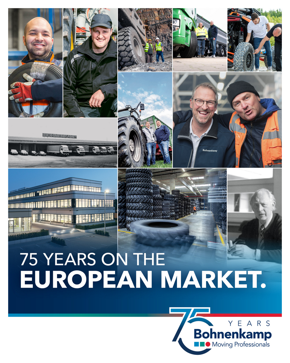Bohnenkamp svin 75 gadu jubileju: Mērķtiecīgs ceļš pretī profesionālai lietošanai paredzēto riepu un disku vadošā piegādātāja statusa iegūšanai